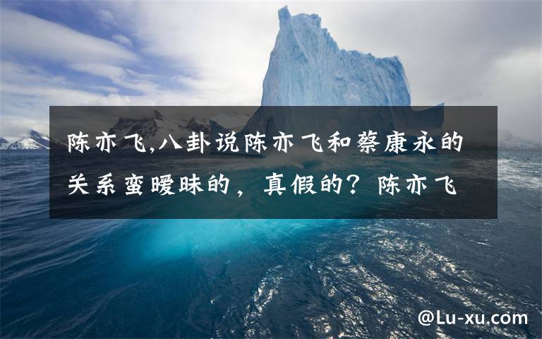 陈亦飞,八卦说陈亦飞和蔡康永的关系蛮暧昧的,真假的?陈亦飞最近有啥动向?
