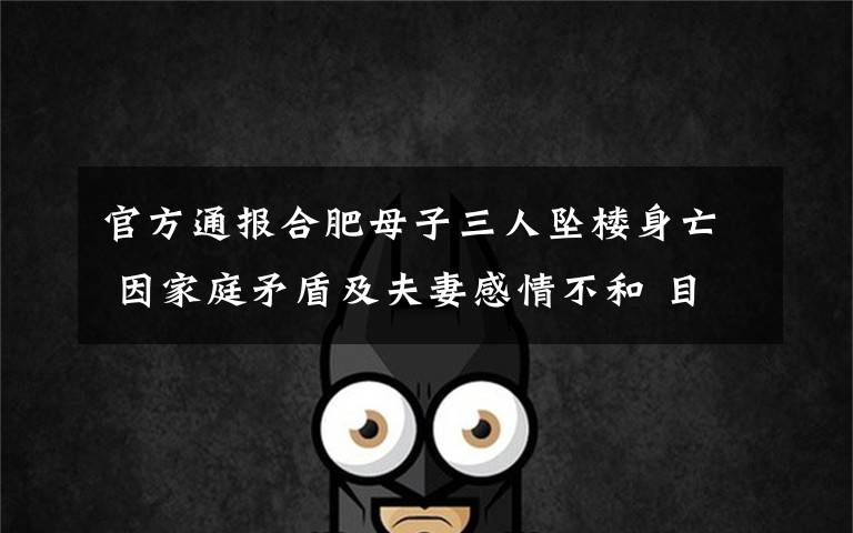 官方通报合肥母子三人坠楼身亡 因家庭矛盾及夫妻感情不和 目前是什么情况?