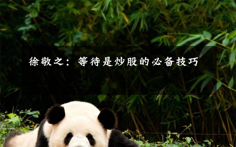 徐敬之：等待是炒股的必备技巧