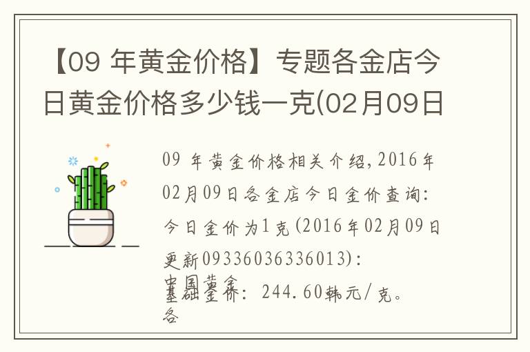 【09 年黄金价格】专题各金店今日黄金价格多少钱一克(02月09日)