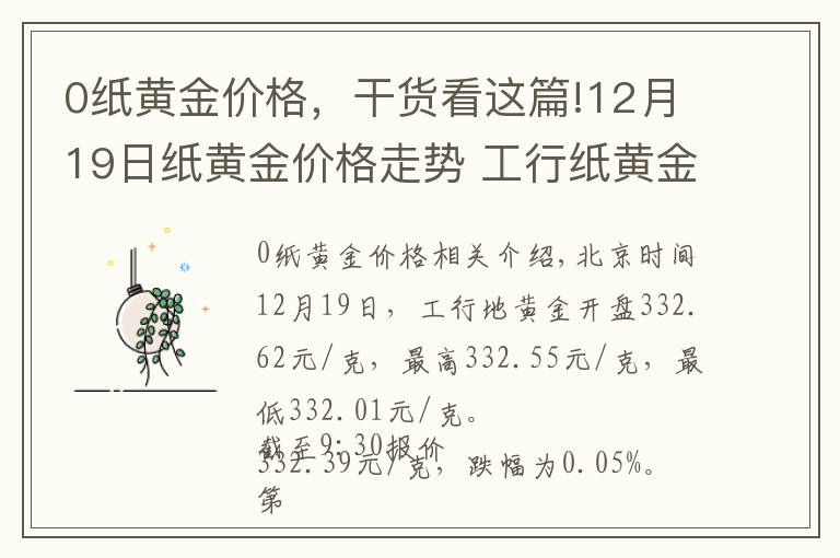 0纸黄金价格，干货看这篇!12月19日纸黄金价格走势 工行纸黄金价格多少