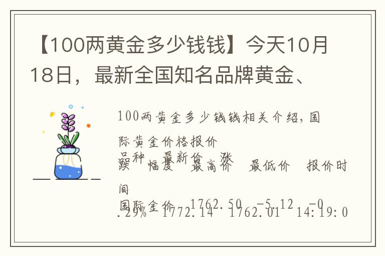 【100两黄金多少钱钱】今天10月18日,最新全国知名品牌黄金、铂金价格调整信息