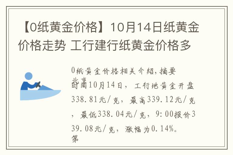 【0纸黄金价格】10月14日纸黄金价格走势 工行建行纸黄金价格多少?