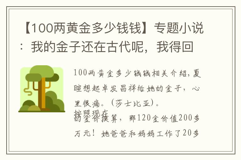 【100两黄金多少钱钱】专题小说：我的金子还在古代呢，我得回去拿
