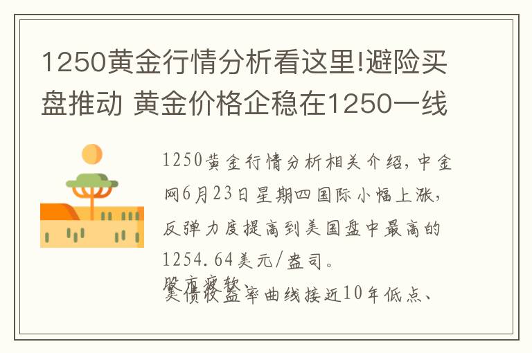 1250黄金行情分析看这里!避险买盘推动 黄金价格企稳在1250一线之上