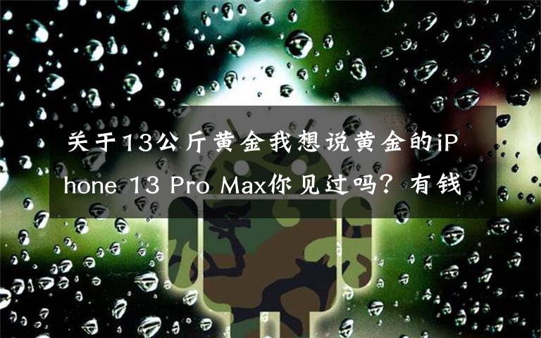 关于13公斤黄金我想说黄金的iPhone 13 Pro Max你见过吗?有钱人的世界你不懂