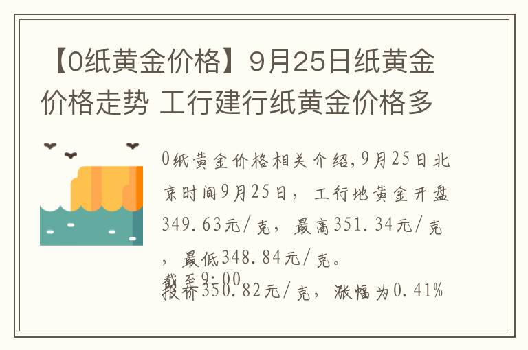 【0纸黄金价格】9月25日纸黄金价格走势 工行建行纸黄金价格多少？