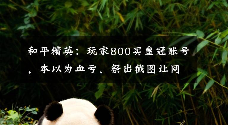 和平精英:玩家800买皇冠账号,本以为血亏,祭出截图让网友羡慕