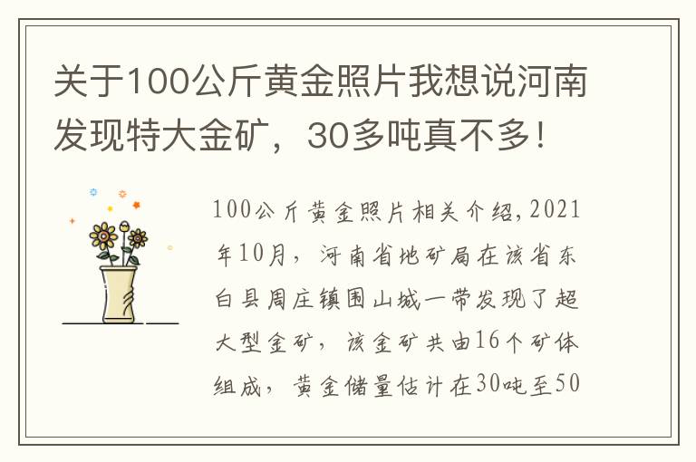关于100公斤黄金照片我想说河南发现特大金矿，30多吨真不多！铸成立方体金块，边长仅1.2米