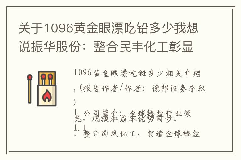 关于1096黄金眼漂吃铅多少我想说振华股份：整合民丰化工彰显协同效应，全球铬盐龙头已具雏形