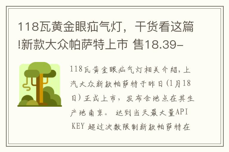 118瓦黄金眼疝气灯，干货看这篇!新款大众帕萨特上市 售18.39-33.29万元