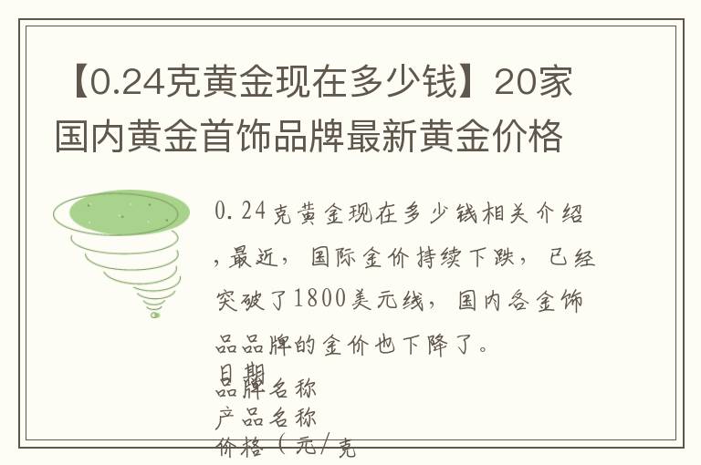 【0.24克黄金现在多少钱】20家国内黄金首饰品牌最新黄金价格（2021年9月24日）
