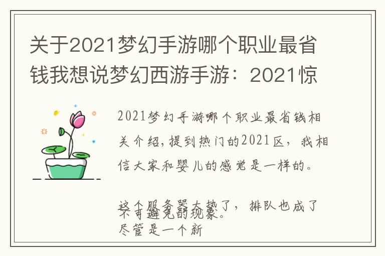 关于2021梦幻手游哪个职业最省钱我想说梦幻西游手游：2021惊现神豪玩家！4.5亿金币只是冰山一角？