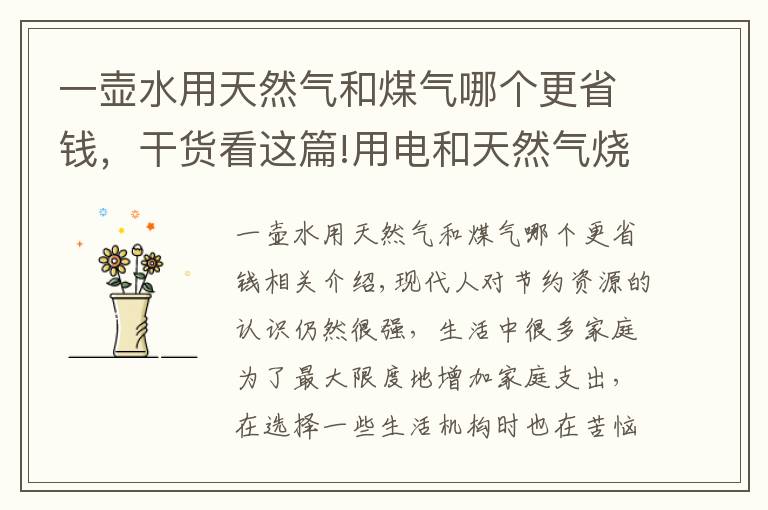 一壶水用天然气和煤气哪个更省钱，干货看这篇!用电和天然气烧一样多的水，哪个更节省？