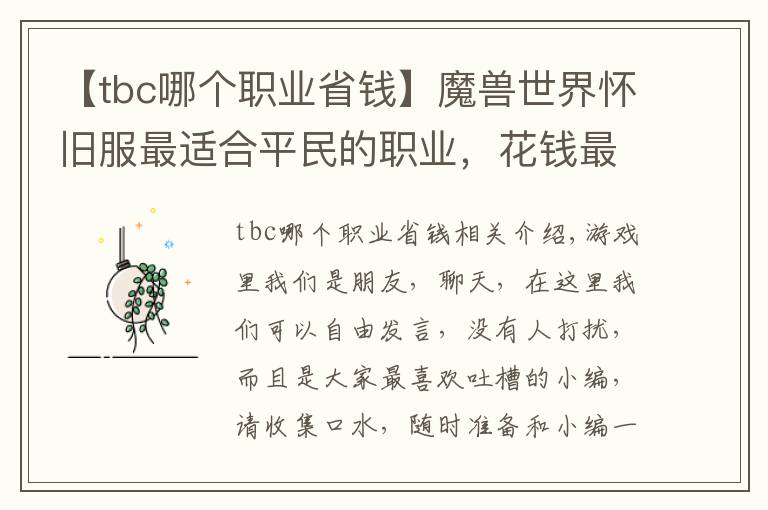 【tbc哪个职业省钱】魔兽世界怀旧服最适合平民的职业,花钱最少,刷副本却很抢手