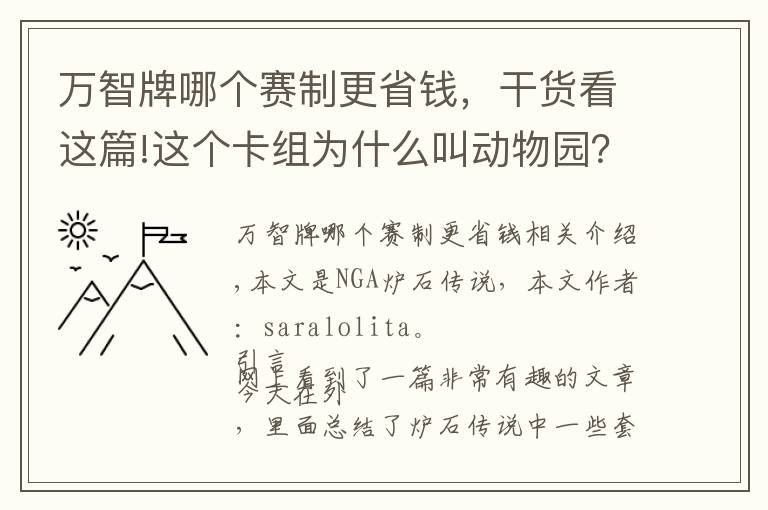 万智牌哪个赛制更省钱，干货看这篇!这个卡组为什么叫动物园？炉石传说套牌的命名方法