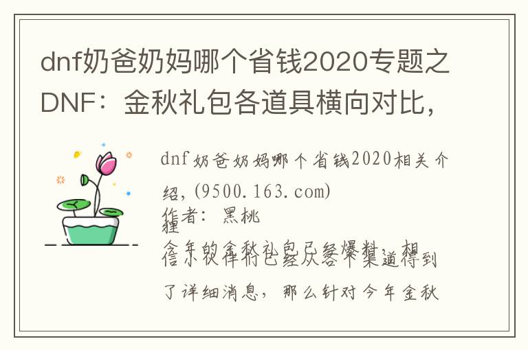 dnf奶爸奶妈哪个省钱2020专题之DNF：金秋礼包各道具横向对比，看提升挑选道具