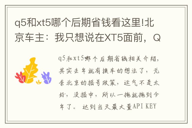 q5和xt5哪个后期省钱看这里!北京车主:我只想说在XT5面前,Q5还是弱了!