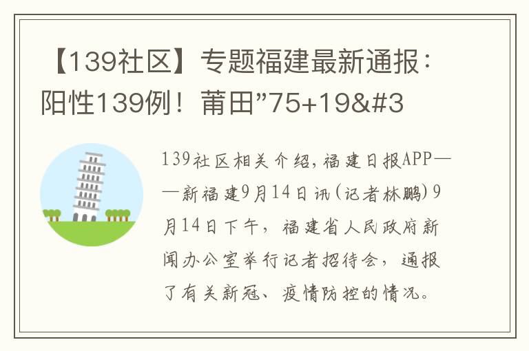 【139社区】专题福建最新通报:阳性139例!莆田"75+19"