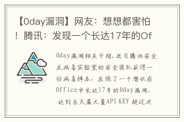 【0day漏洞】网友:想想都害怕!腾讯:发现一个长达17年的Office漏洞
