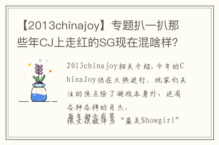 【2013chinajoy】专题扒一扒那些年CJ上走红的SG现在混啥样?今年只有最美小林志玲来了