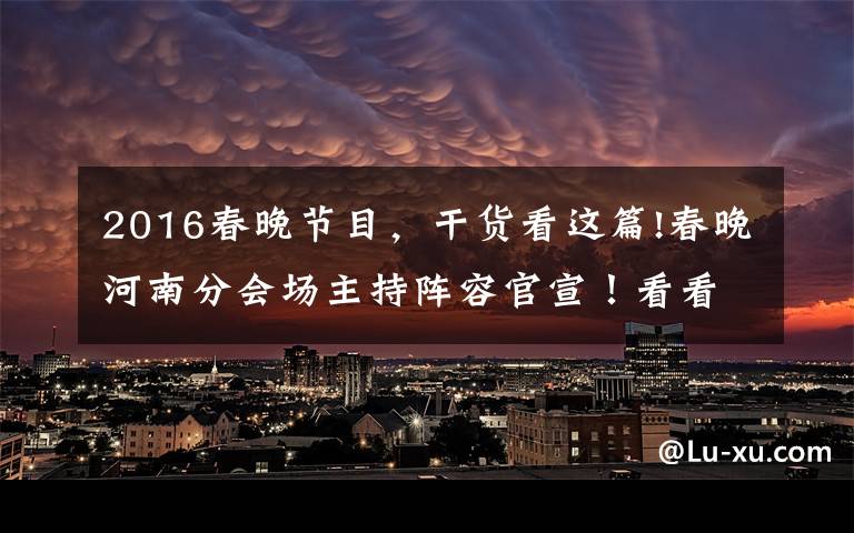 2016春晚节目,干货看这篇!春晚河南分会场主持阵容官宣!看看跟你想的一样不一样