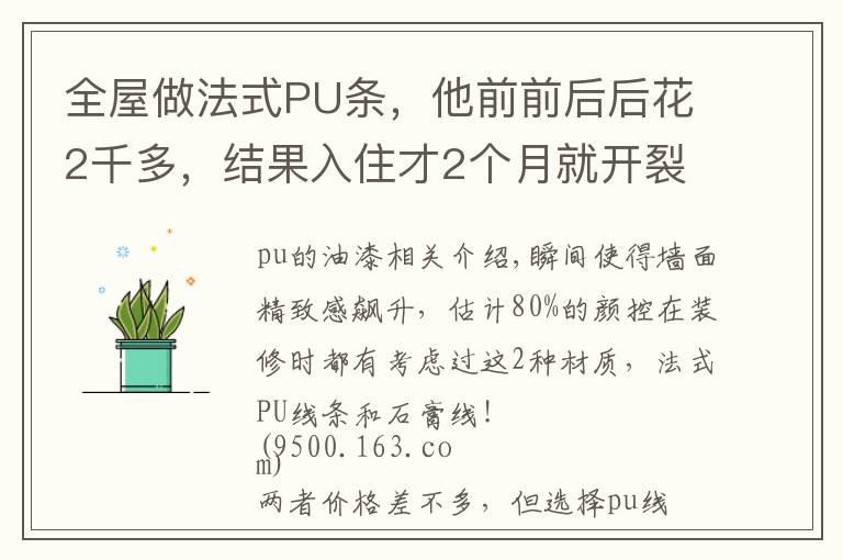 全屋做法式PU条，他前前后后花2千多，结果入住才2个月就开裂
