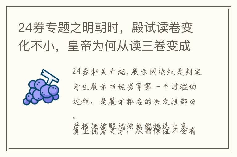 24券专题之明朝时，殿试读卷变化不小，皇帝为何从读三卷变成读二十四卷？