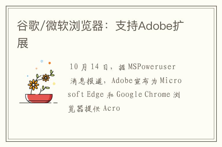 谷歌/微软浏览器:支持Adobe扩展