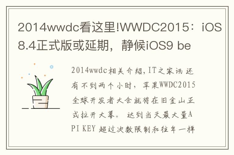 2014wwdc看这里!WWDC2015：iOS8.4正式版或延期，静候iOS9 beta1