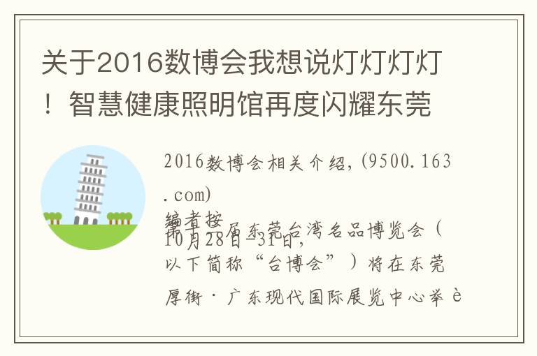 关于2016数博会我想说灯灯灯灯！智慧健康照明馆再度闪耀东莞台博会