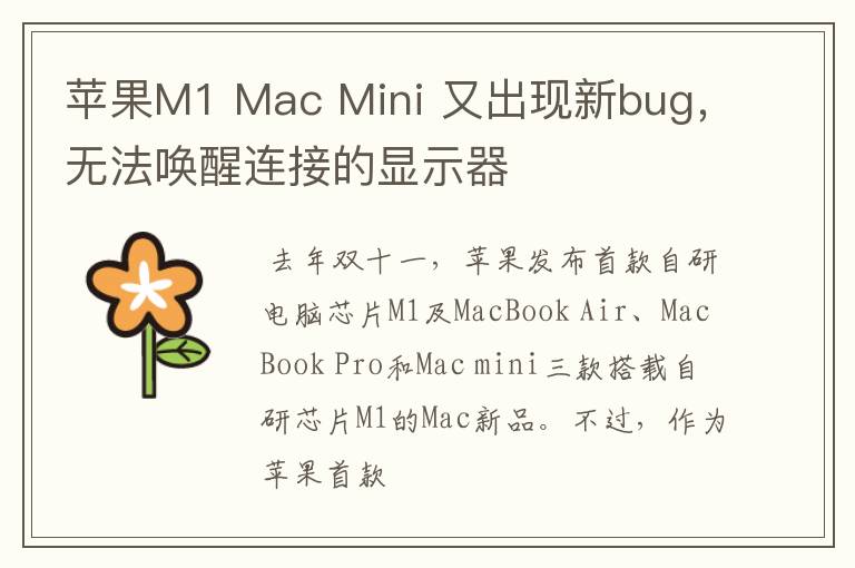 苹果M1 Mac Mini 又出现新bug,无法唤醒连接的显示器