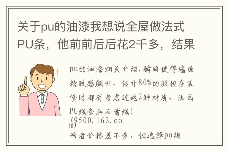 关于pu的油漆我想说全屋做法式PU条，他前前后后花2千多，结果入住才2个月就开裂