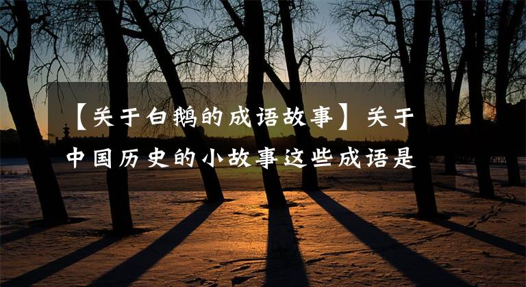 【关于白鹅的成语故事】关于中国历史的小故事这些成语是如何(2)千里送鹅毛的?