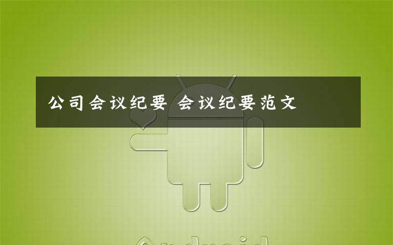 公司会议纪要 会议纪要范文