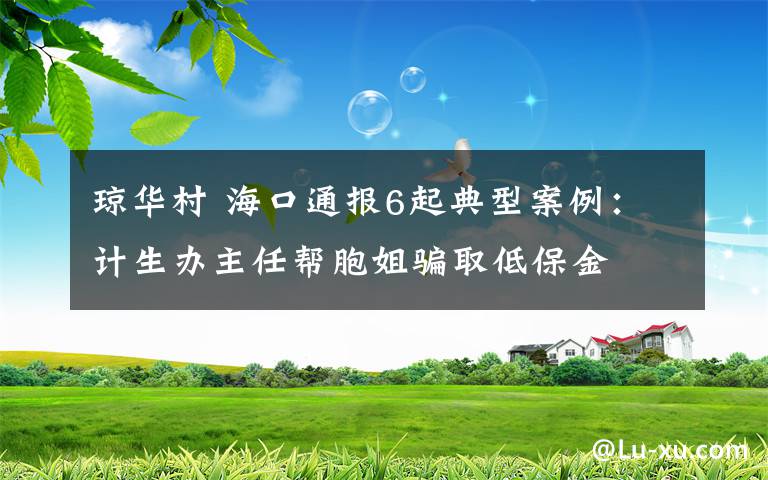 琼华村 海口通报6起典型案例：计生办主任帮胞姐骗取低保金