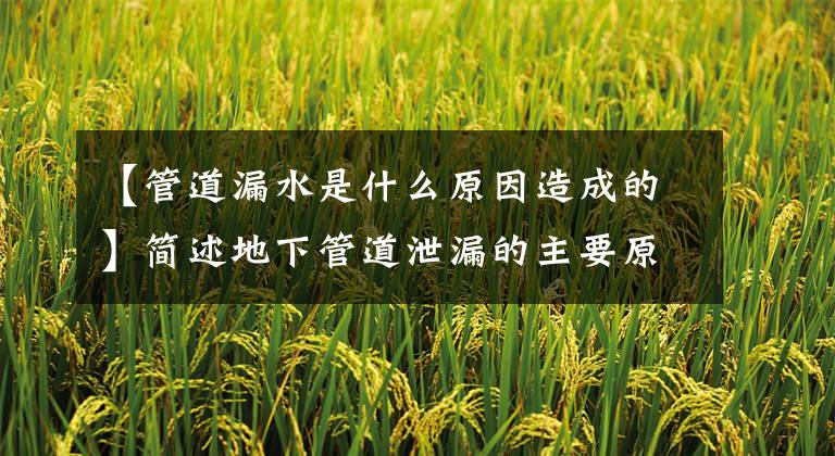 【管道漏水是什么原因造成的】简述地下管道泄漏的主要原因和管道泄漏的危险性。