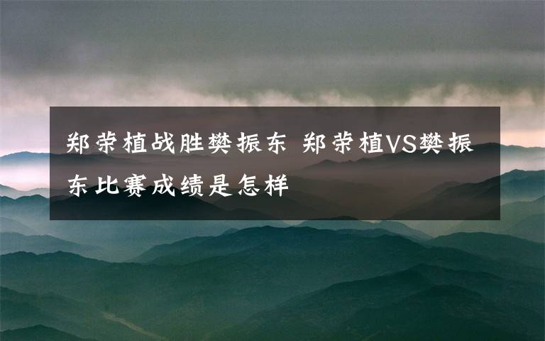 郑荣植战胜樊振东 郑荣植VS樊振东比赛成绩是怎样