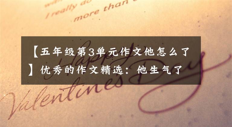 【五年级第3单元作文他怎么了】优秀的作文精选:他生气了