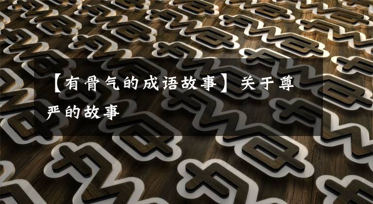 【有骨气的成语故事】关于尊严的故事