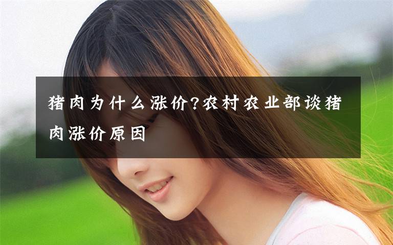 猪肉为什么涨价?农村农业部谈猪肉涨价原因