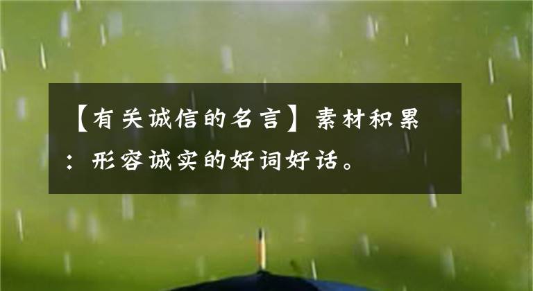 【有关诚信的名言】素材积累：形容诚实的好词好话。