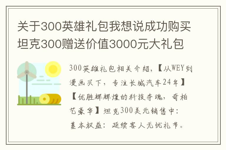 关于300英雄礼包我想说成功购买坦克300赠送价值3000元大礼包