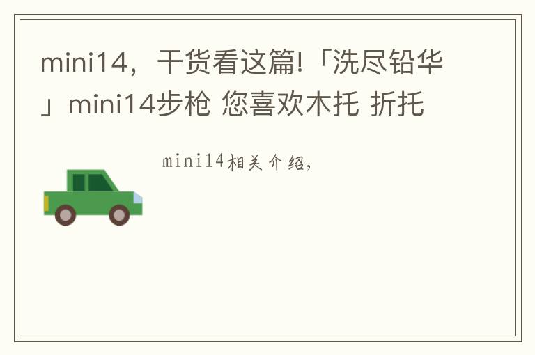 mini14,干货看这篇!「洗尽铅华」mini14步枪 您喜欢木托 折托 还是改造版