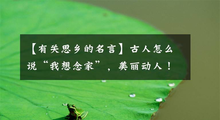 【有关思乡的名言】古人怎么说“我想念家”,美丽动人!送给不能回家的人