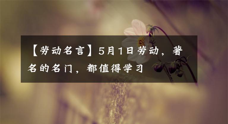 【劳动名言】5月1日劳动,著名的名门,都值得学习
