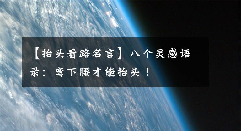 【抬头看路名言】八个灵感语录:弯下腰才能抬头!