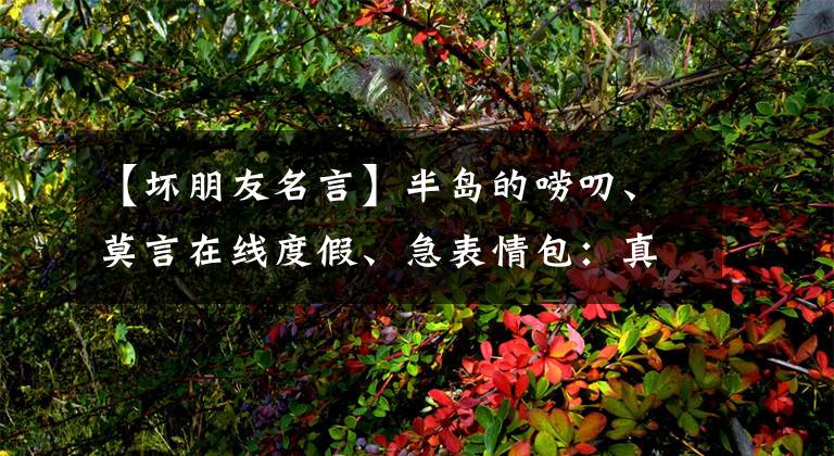【坏朋友名言】半岛的唠叨、莫言在线度假、急表情包:真的不是我写的!《医生锦觅》为什么爱名人?揭露