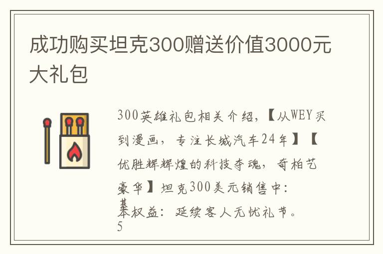 成功购买坦克300赠送价值3000元大礼包