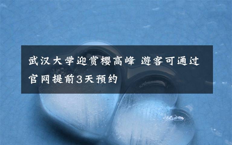 武汉大学迎赏樱高峰 游客可通过官网提前3天预约